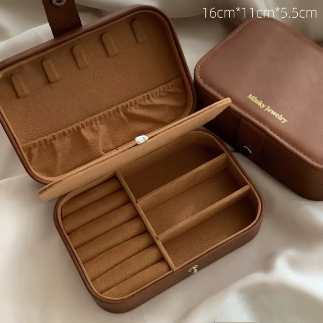 Large capacity Jewelry Vintage Brown Portable Storage Box Maillard Medium - Shop at LoveMi