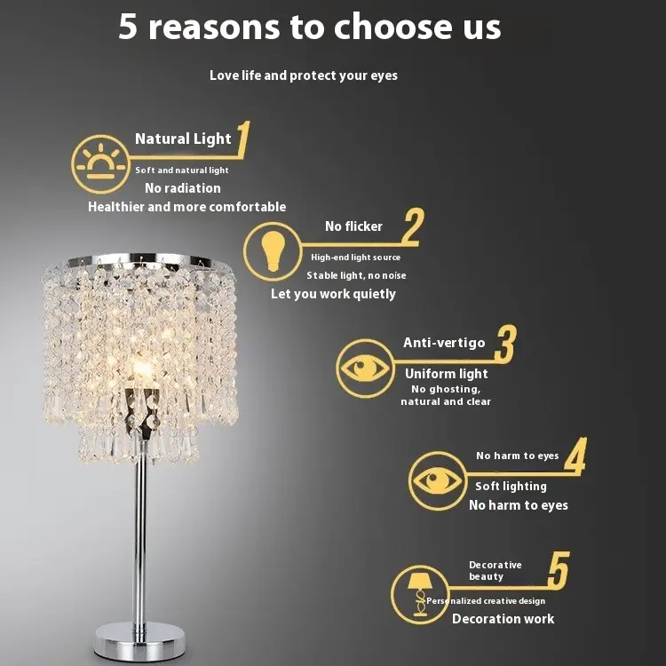Home Bed Head Crystal Decorative Table Lamp