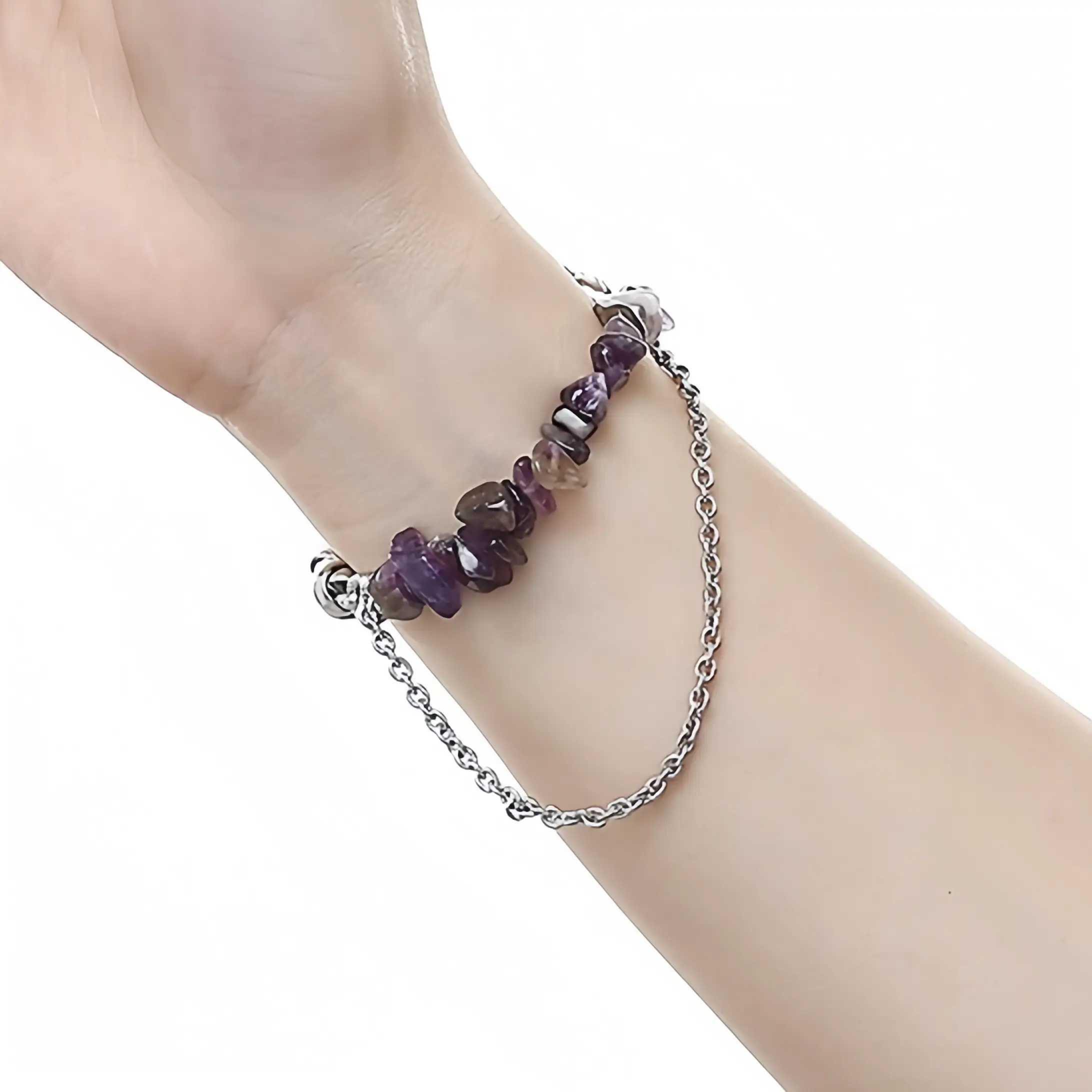 Purple Natural Stone Stitching Bracelet For Women