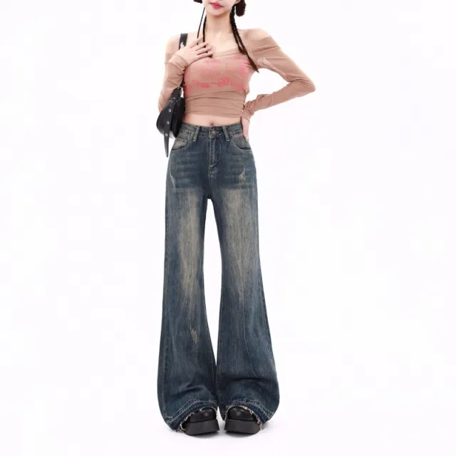 Women's Retro American style Skinny Jeans Retro Blue - Shop at LoveMi