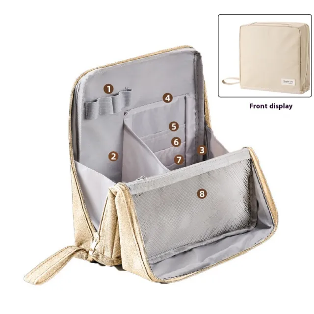 Plus sized Capacity Canvas Good looking Oxford Dormitory Cosmetic Bag Beige - Shop at LoveMi