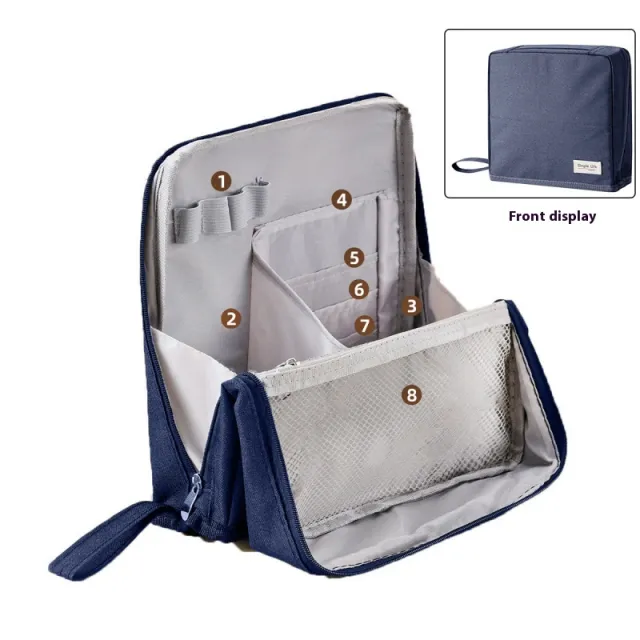 Plus sized Capacity Canvas Good looking Oxford Dormitory Cosmetic Bag Navy Blue - Shop at LoveMi