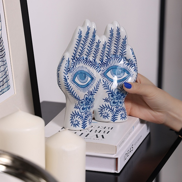 Home Ceramic Decoration Blue And White Porcelain Mini Sculpture Living Room Desktop Ornament Furnishing