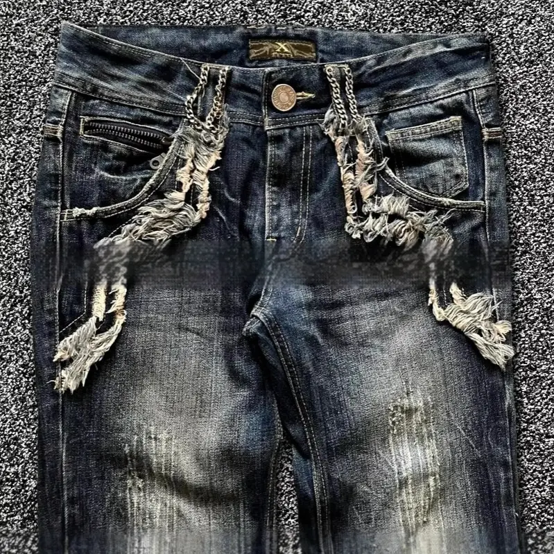 Spring And Autumn Washed Old Embroidered Jeans All-matching Flared Pants