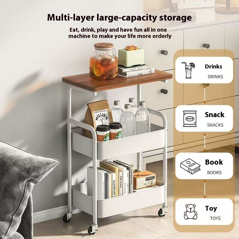 Removable Double-layer Coffee Table Trolley Living Room Sofa Storage Table - Image 2