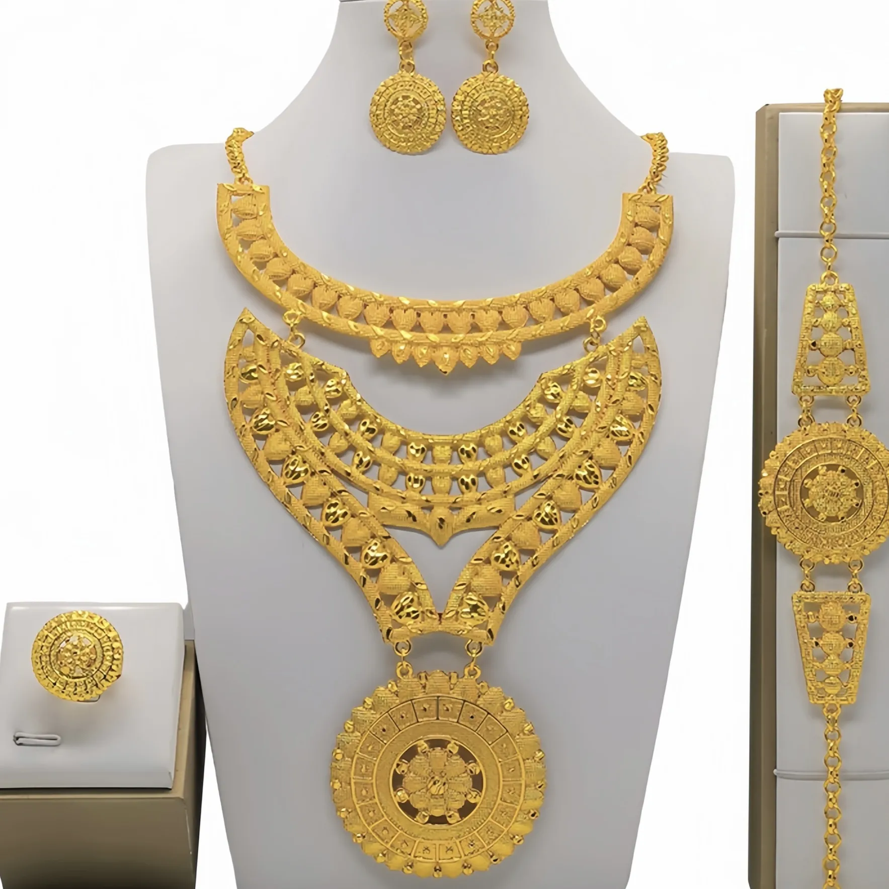 Gold Jewelry Suit Arabic Bridal Wedding Necklace