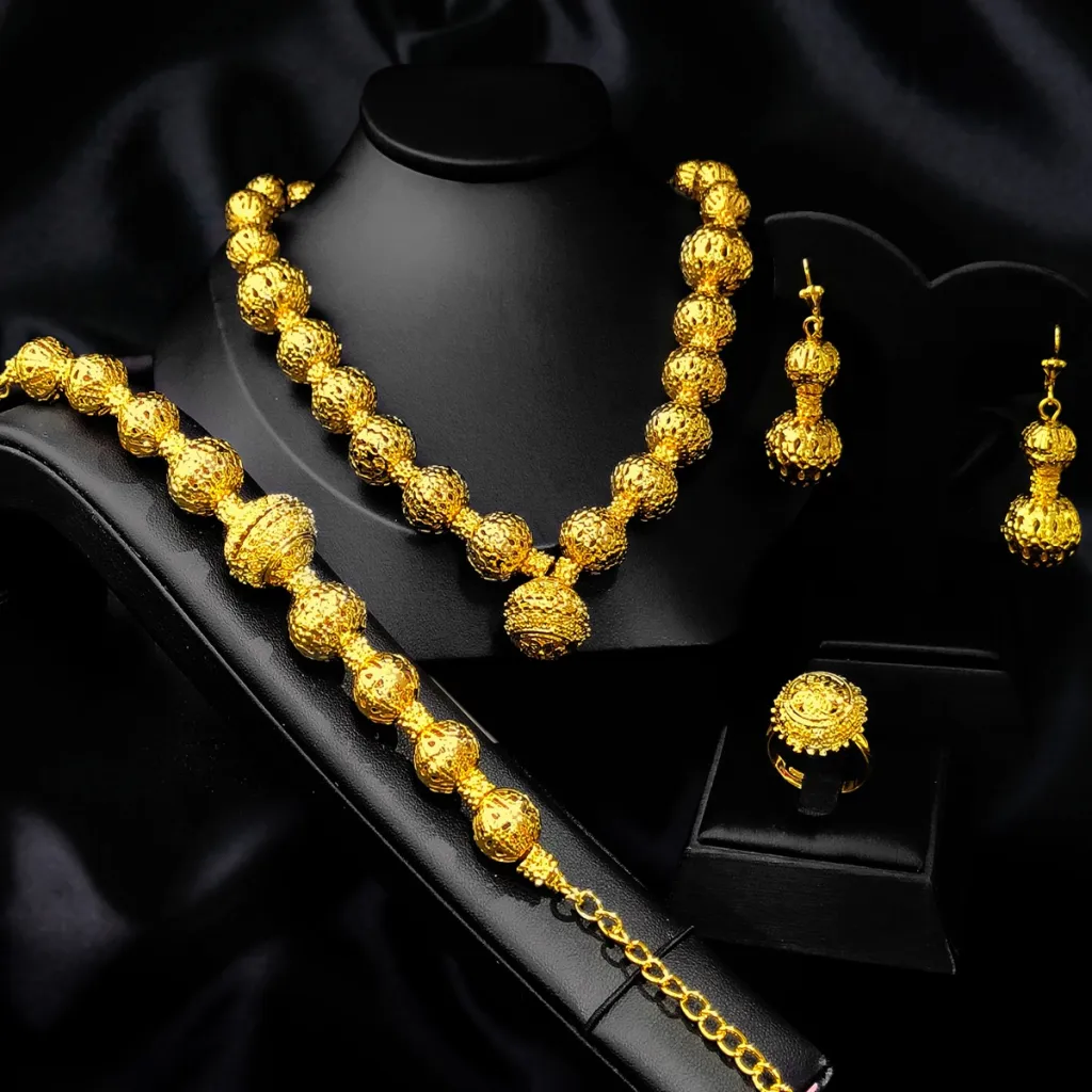 Women's Zircon Pearl Necklace Ring Earring Bracelet Four-piece Set - S234B