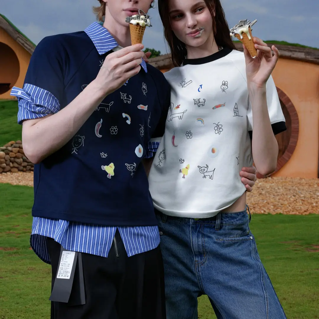 Men's Versatile Cartoon Printed Short Sleeved Shirt