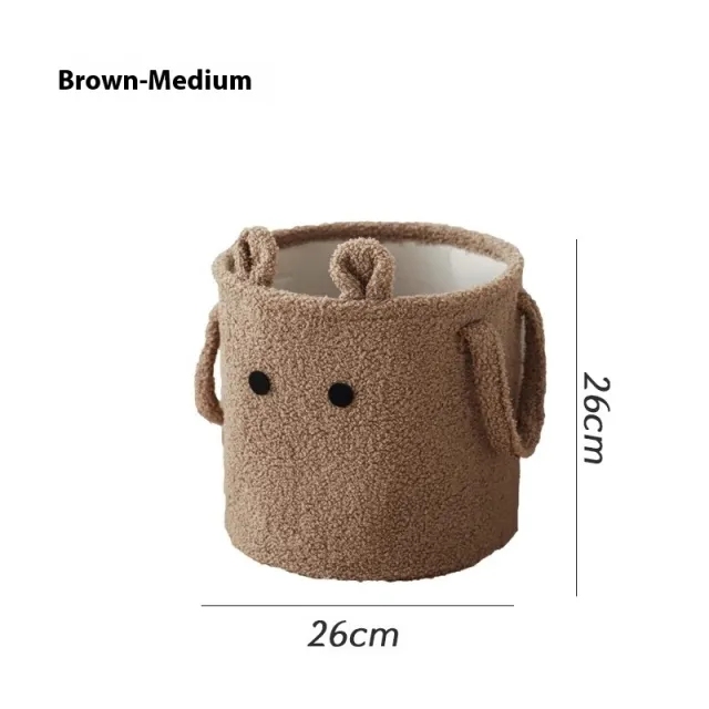 Thick Lamb Wool Cartoon Storage Bucket Large Capacity Brown 26 X26Cm - Shop at LoveMi