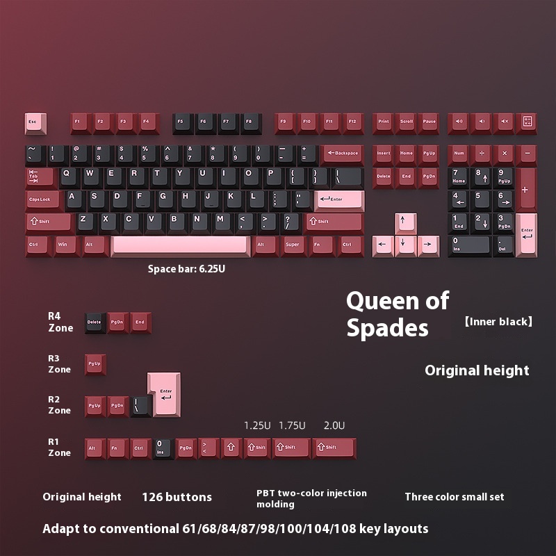مجموعة كاملة من أغطية مفاتيح لوحة مفاتيح ميكانيكية ثلاثية PBT صغيرة