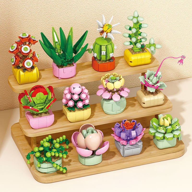 Puzzle Assembling Building Blocks Flower Pot Model Toys