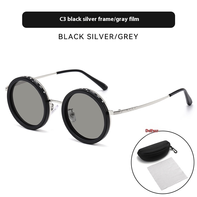 ND Adjustable New Punk Cross mirror Rotating Color changing Polarized Sun Glasses Silver - Shop at LoveMi