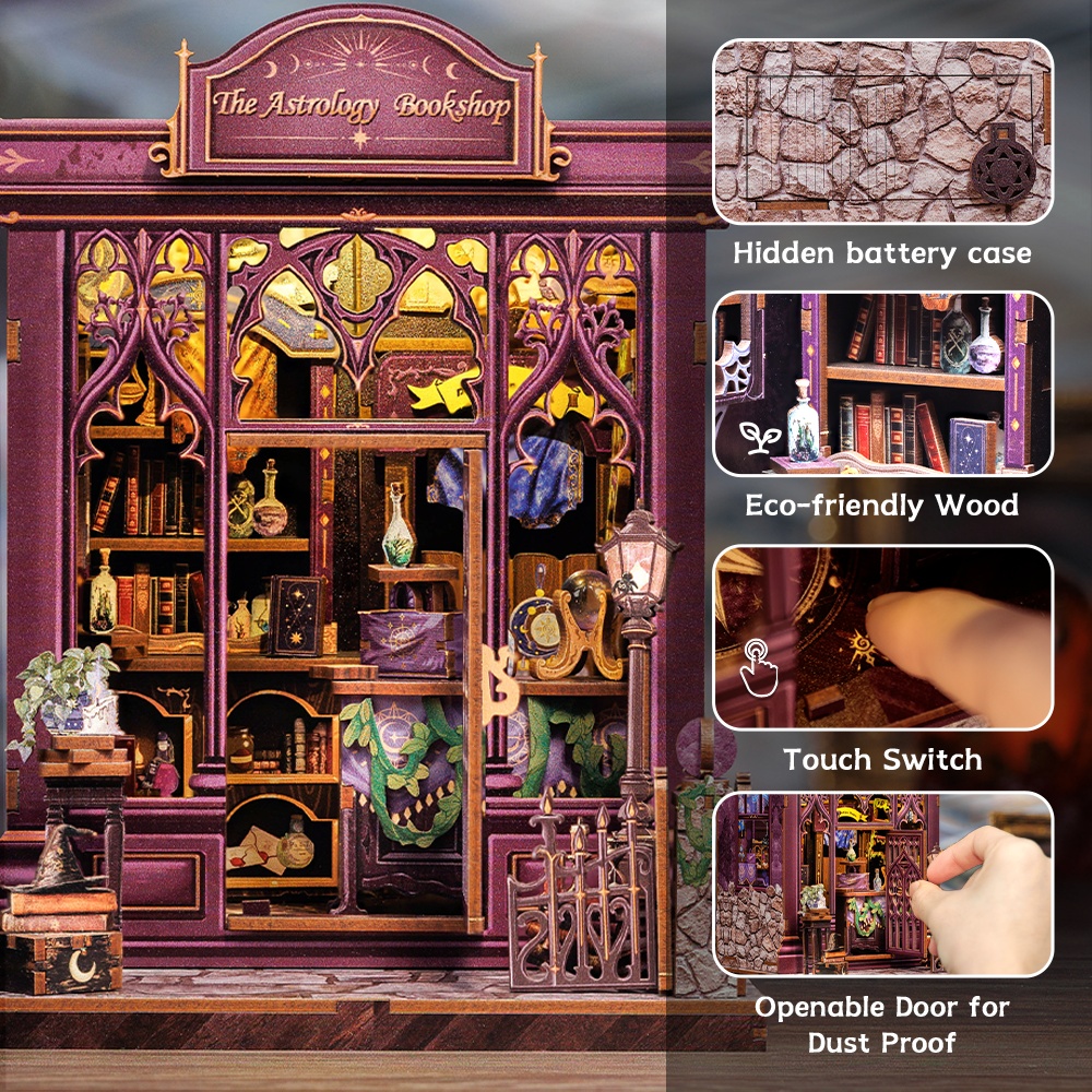 Diy Cottage Hand-assembled Book Stand Model Building Blocks Ornaments