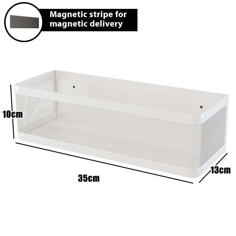 Kitchen Refrigerator Side Magnetic Storage Hanging Basket - White Extra Large