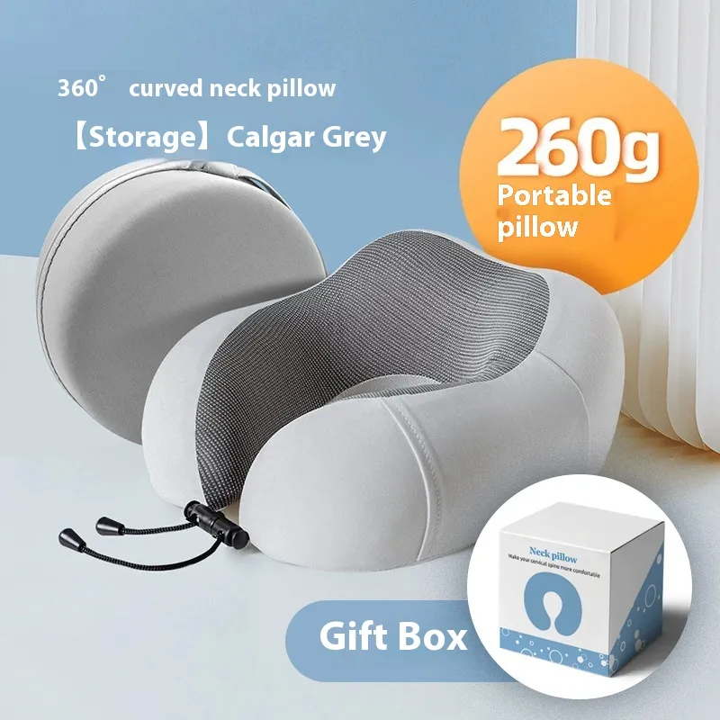 Travel Portable U-shape Pillow Airplane Pillow Neck - Gift Set Light Gray