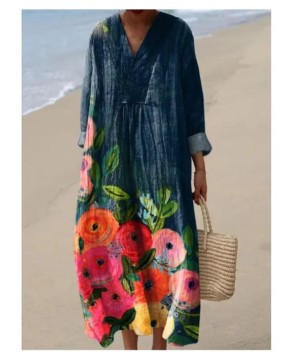 3d Printed Round Neck Pullover Fashion Popular Stitching Ladies Dress - Bj1826123460891