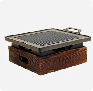 Wooden Seat Korean Style Grill Pan Household
