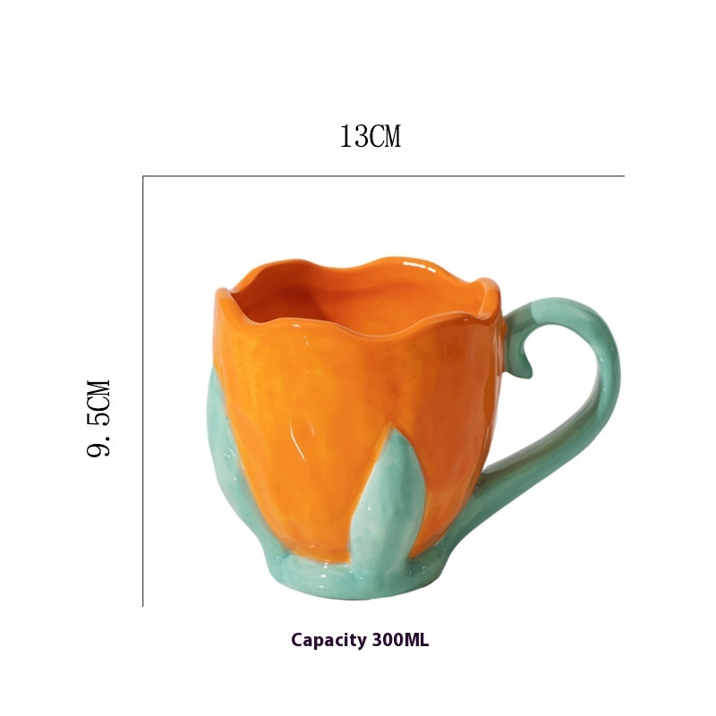 Three-dimensional Relief Tulip Ceramic Mug