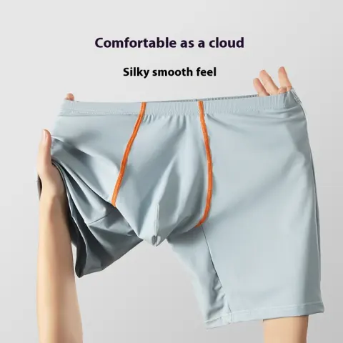 Lengthened Underwear Ice Silk Sexy Men's Boxers Mid-waist U