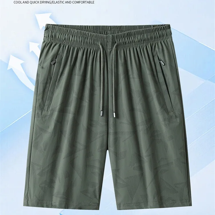 Summer Exercise Shorts Thin Ice Silk Plus Size Quick-drying Knee Length Pants