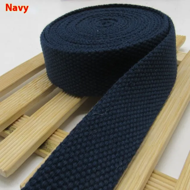 Polyester cotton Canvas Woven Belt Sub ribbon Binding Flat Rope Bags Woven Belt 3.8Cm Navy 1M - Shop at LoveMi