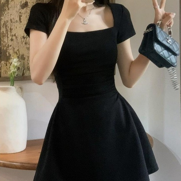 Hepburn Style Little Black Dress A- Line Skirt