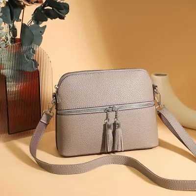 Fashion Casual Large Capacity Shell Bag Top Layer Leather One-shoulder Crossbody Bag