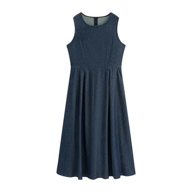 Sweet Denim Vest Pleated Skirt Cardigan Plus Size Set Denim Blue Long Skirt - Shop at LoveMi