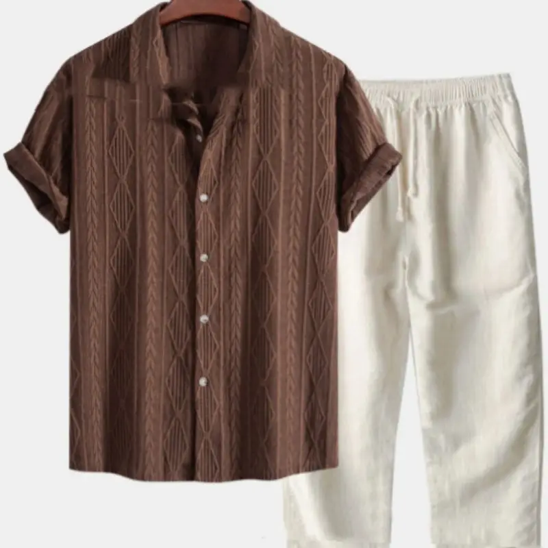 Loose Short Sleeve Shirt Trousers Suit Men