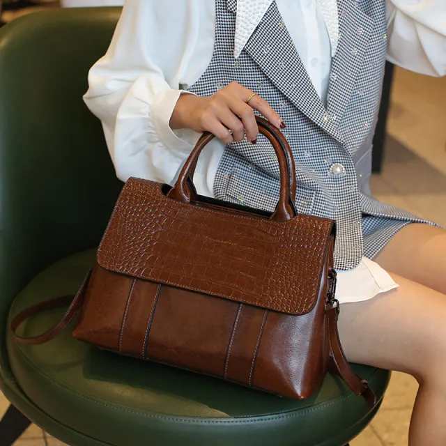 The New Spring And Summer Popular All Match European And American Large Capacity Leather Messenger Pure Leather Handbag Coffee - Shop at LoveMi