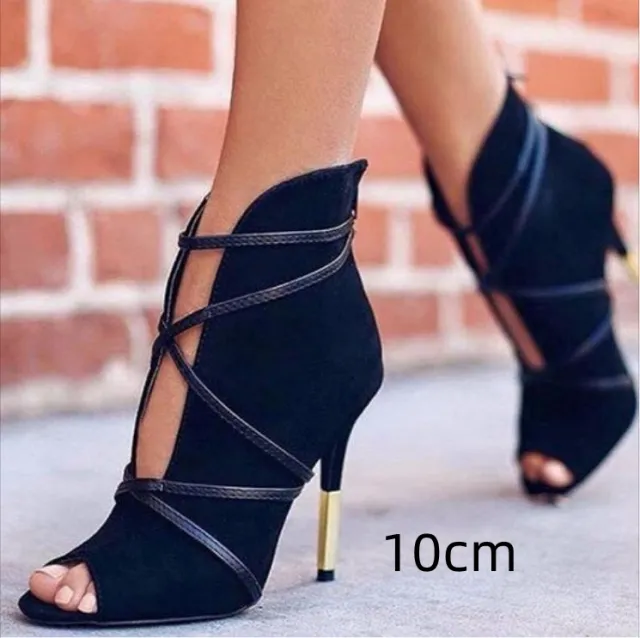Pointed cross strap high heels Picture Color 10Cm 37 - Shop at LoveMi