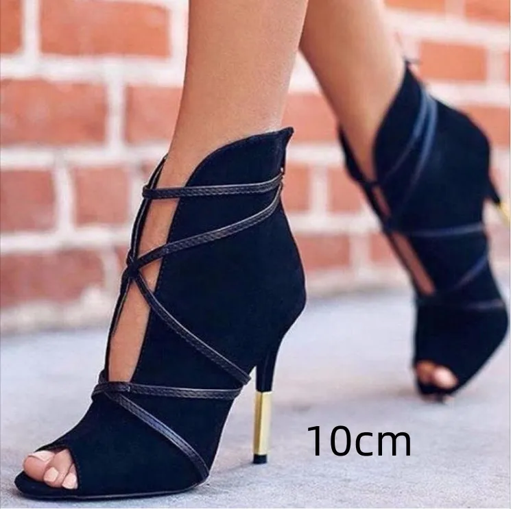 Pointed cross strap high heels - Picture Color 10Cm-37