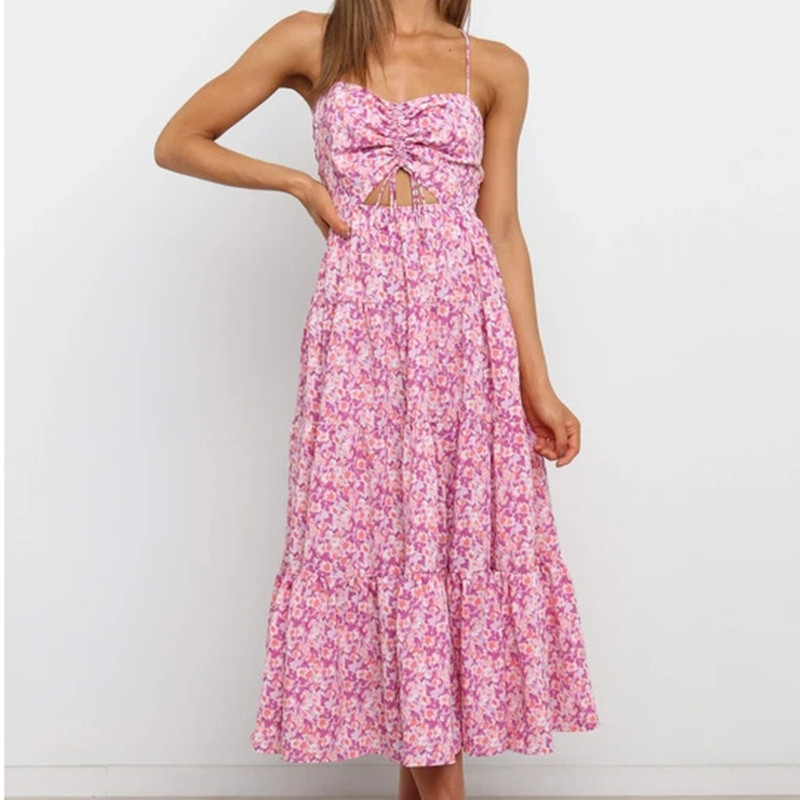 Small Floral Print Sweet Spaghetti-strap Dress