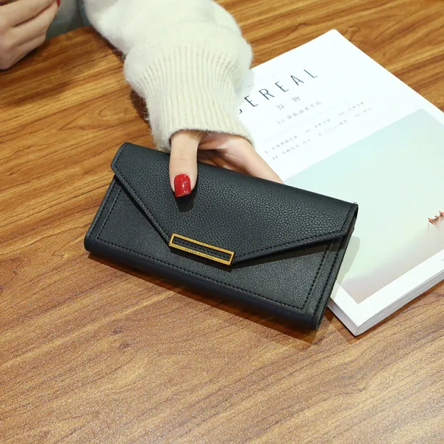 A Multi functional Buckle Retro Thin Coin Purse From Japan And South Korea Black - Shop at LoveMi