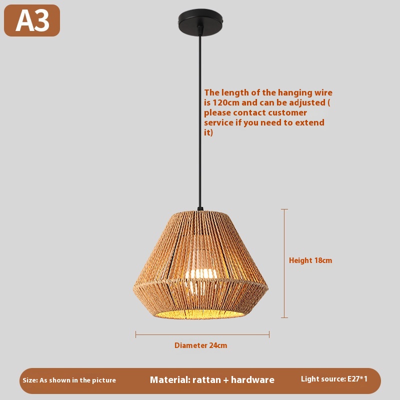 New Chinese Style Creative Woven Rattan Chandelier