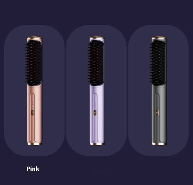 Wireless Straight Comb Anion Does Not Hurt Hair Portable For Curling Or Straightening Rose Gold - Shop at LoveMi