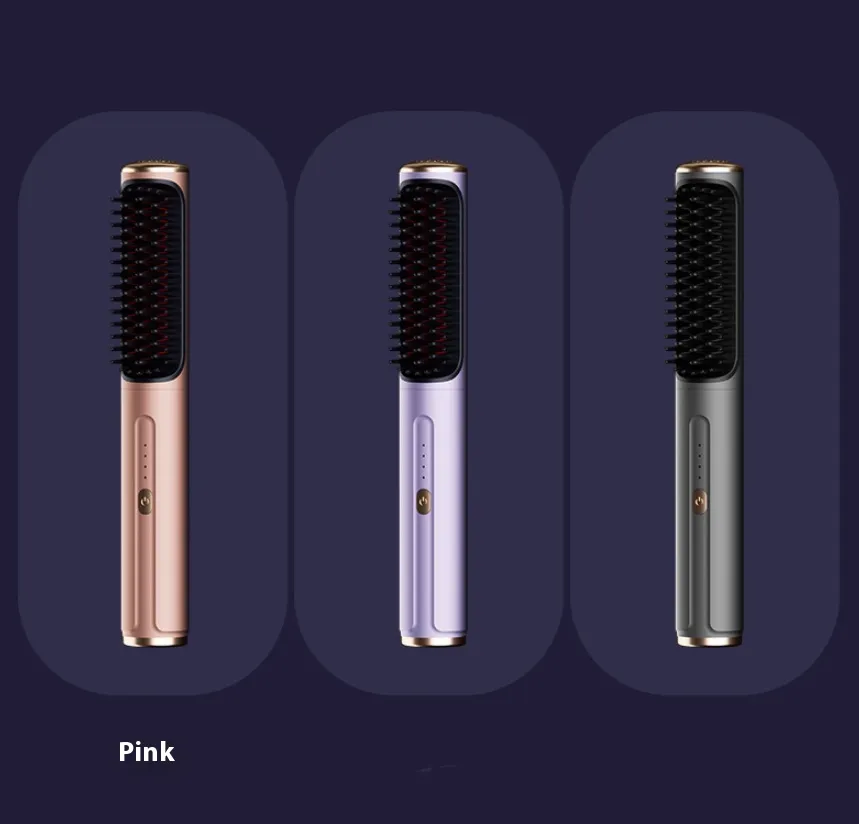 Wireless Straight Comb Anion Does Not Hurt Hair Portable For Curling Or Straightening - Rose Gold