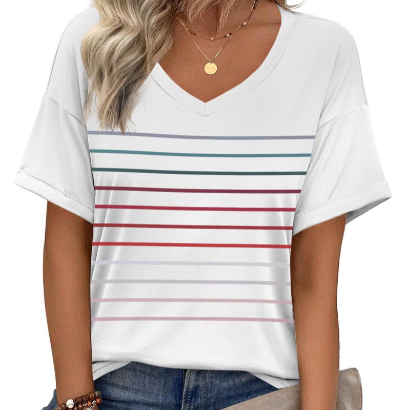High Quality Striped Women's Short Sleeve