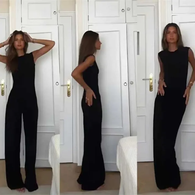 New Design Solid Color Vest Casual Jumpsuit Black - Shop at LoveMi