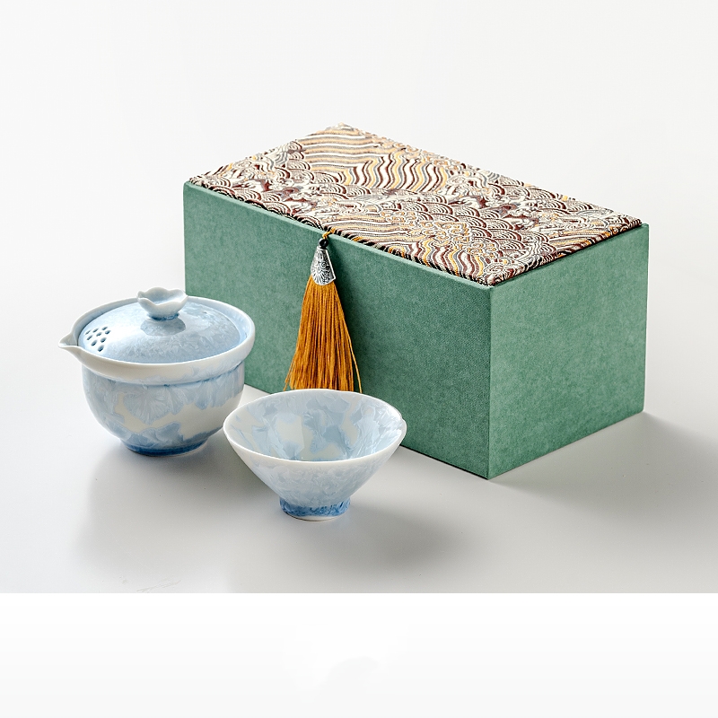 Ice Crystal Small Flower Mouth Bamboo Hat Tea Cup Ceramic Home Use