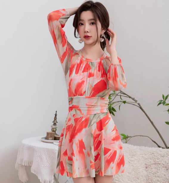 Backless Conservative Cover Belly Slim And Sexy One piece Skirt Swimsuit Pink - Shop at LoveMi