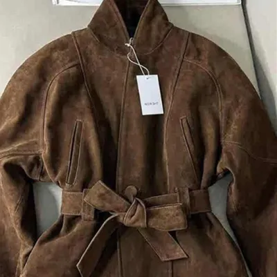 Brown Waist-tight Short Coat Windbreaker
