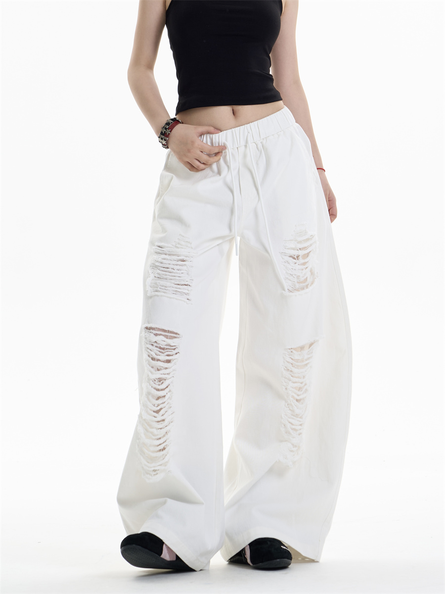 Ripped Casual Pants Women's Loose Straight Wide-leg Pants 21d449e4 B650 43d4 8ed8 27db561a9459