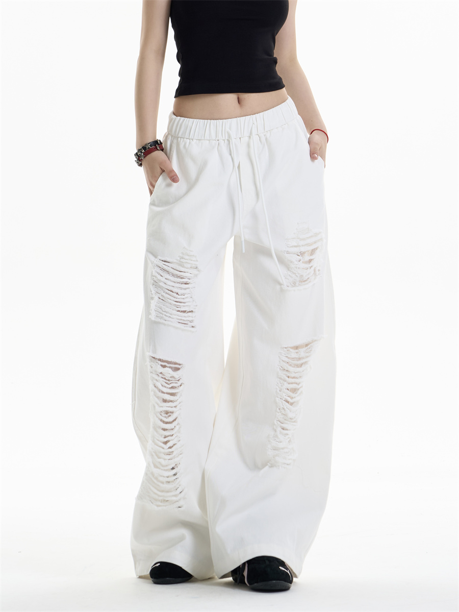Ripped Casual Pants Women's Loose Straight Wide-leg Pants 69d7d9df Cb94 4cc9 8fc4 48e5bc677837
