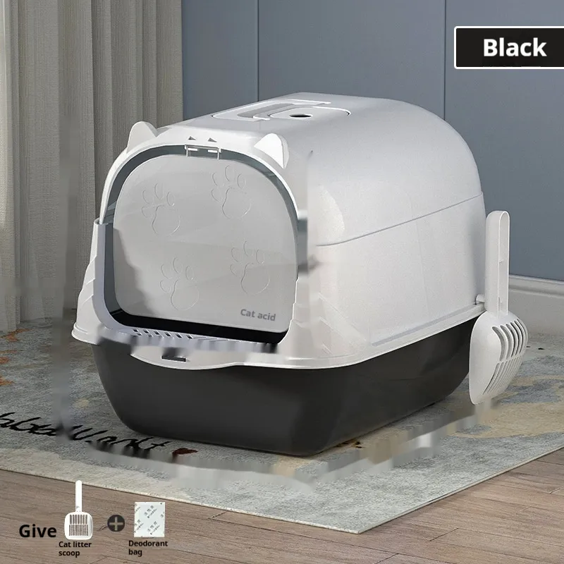 Oversized Enclosed Litter Box - Black
