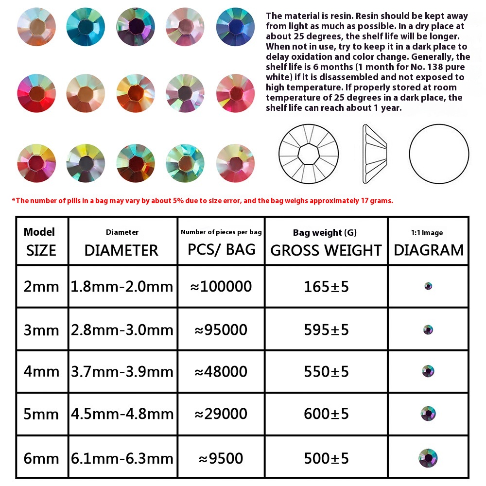 Resin Flat Magic Color Nail Rhinestone-sticking Handmade Ornament