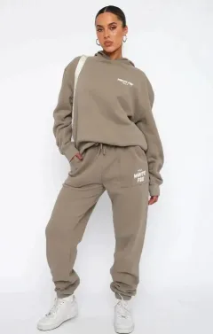 Hooded Long Sleeve Sweater Women's Clothing Fashion Casual Trousers Suit - Camel - View 1
