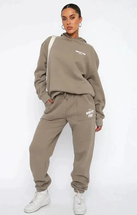 Hooded Long Sleeve Sweater Women's Clothing Fashion Casual Trousers Suit Camel - Shop at LoveMi