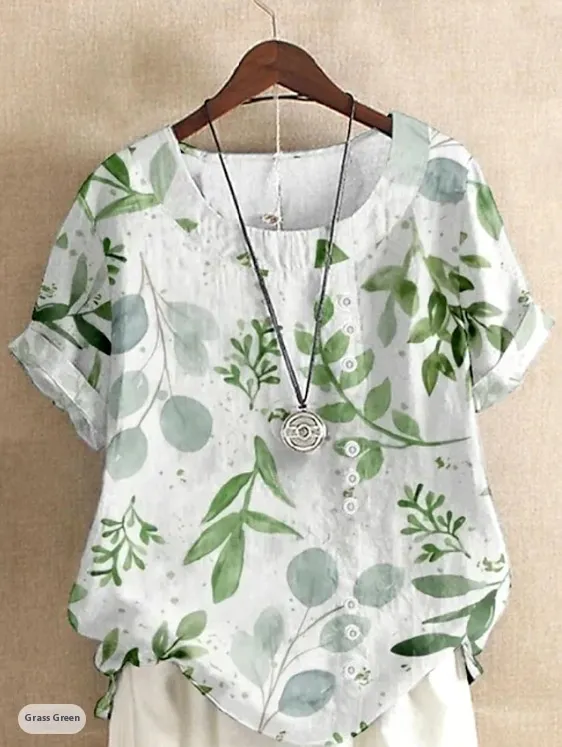 Digital Printed All-matching Women's Fashion T-shirt - Qf255111066-M