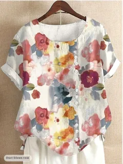 Digital Printed All-matching Women's Fashion T-shirt - Qf255111064-M - View 1